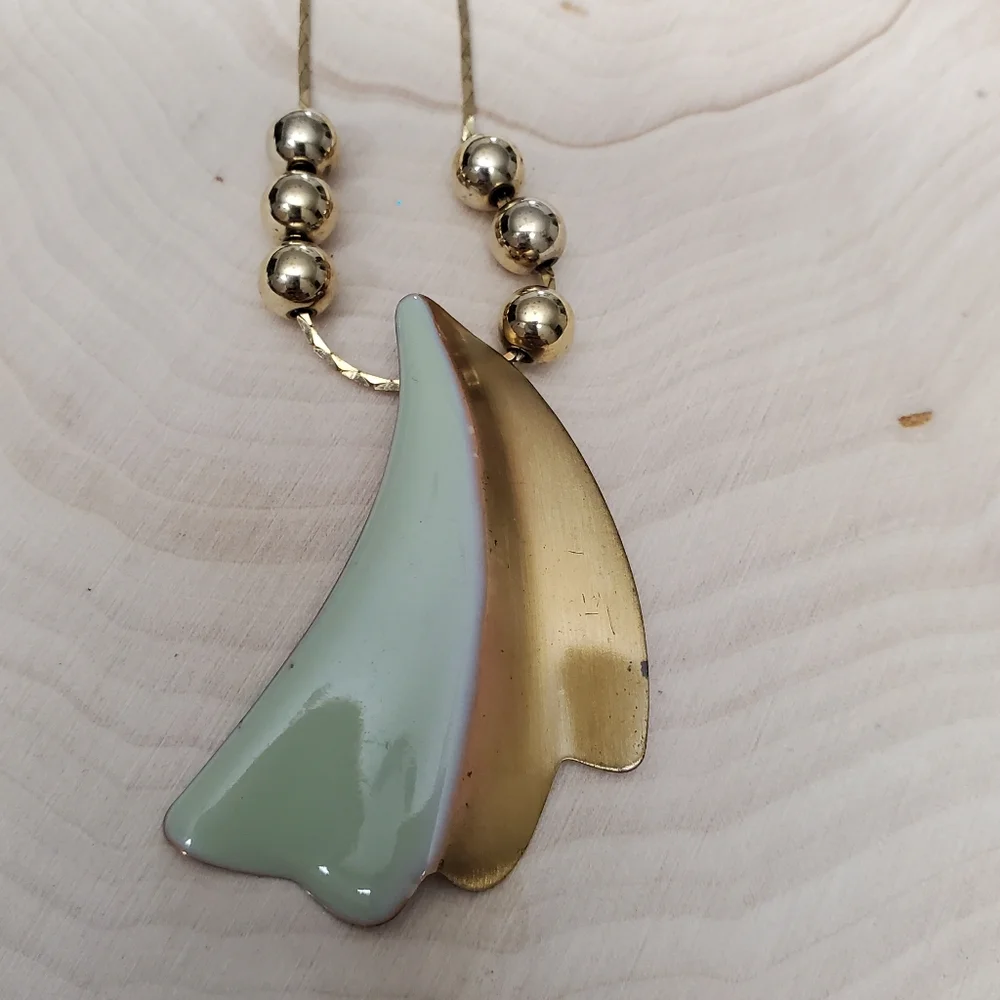 Gold Bead Illusion Horn Necklace